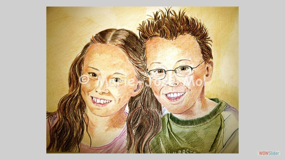 kinderen in aquarelpotlood 50x60
