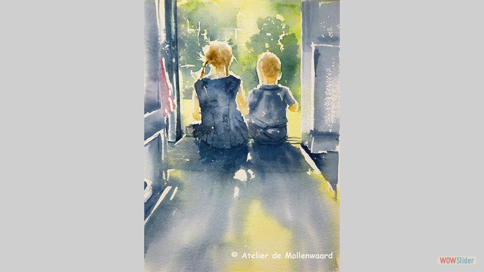 Wachten op papa 40x50